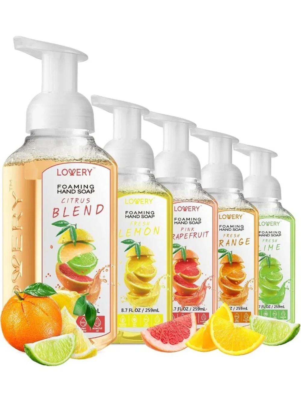 Moisturizing Foaming Hand Soap - 5-Pack with Aloe & Essential Oils, Citrus